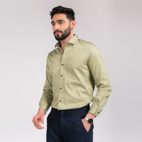 Printed Moss Green Regular Fit Shirt