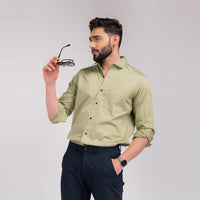 Printed Moss Green Regular Fit Shirt