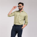 Printed Moss Green Regular Fit Shirt